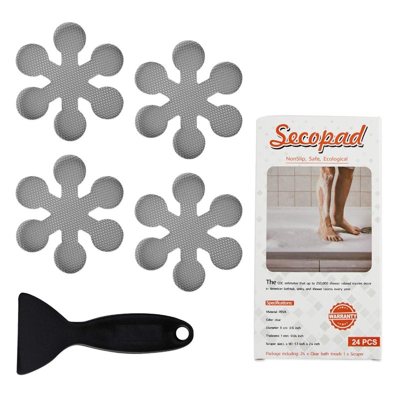 Secopad Bathtub Stickers Non-Slip, Safety Shower Treads Adhesive Appliques with Premium Scraper - Image 1